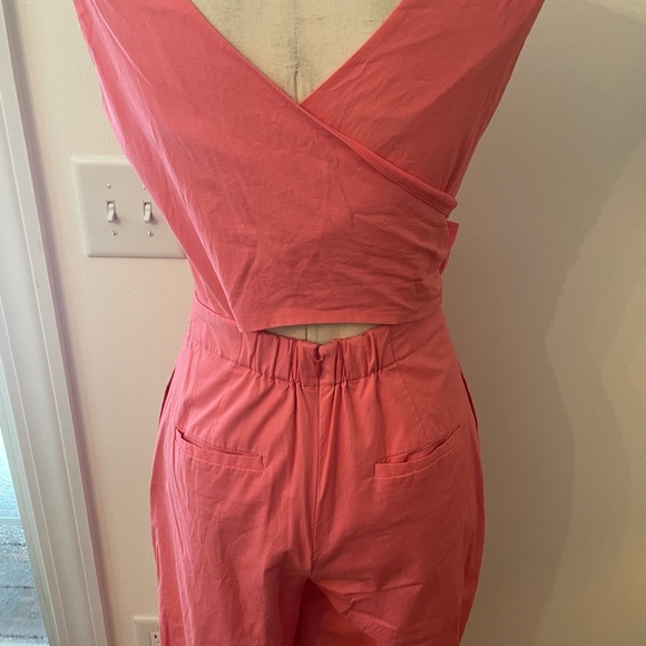 J. Crew Wrap-Tie Jumpsuit Bow Coral - Picture 9 of 16